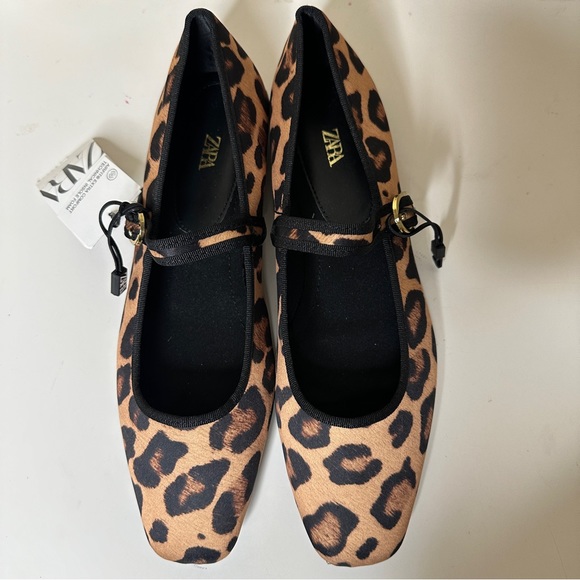 ZARA Animal Print Ballet Flats Leopard - Picture 3 of 14